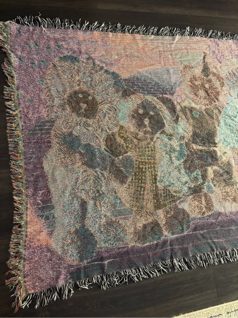 Boyds Bears Wizard of Oz Throw Blanket 50x70 Afghan Tapestry Frills Wonderful